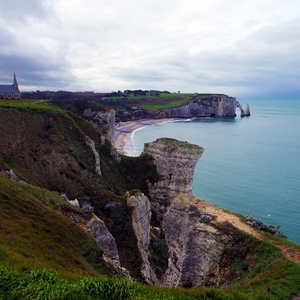 Falaise, plage, chapelle d'Etreta - France  - collection de photos clin d'oeil, catégorie paysages